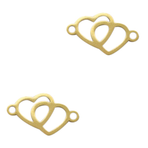 Roestvrij stalen (RVS) Stainless steel bedels / tussenstuk harten Goud