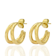 Roestvrij stalen (RVS) Stainless steel oorbellen/oorstekers creolen Goud