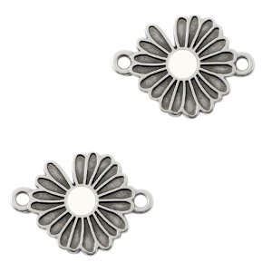 Bedels DQ metaal tussenstuk Madeliefje Antiek zilver-white (nikkelvrij)