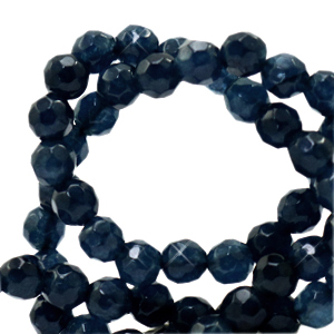 4 mm natuursteen kralen Jade facet geslepen Dark blue