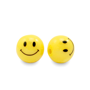 8 mm acryl kralen smiley Yellow
