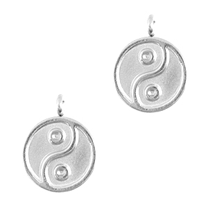 Roestvrij stalen (RVS) Stainless steel bedels Yin & Yang Zilver