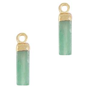 Natuursteen hangers tube Crysolite green-gold