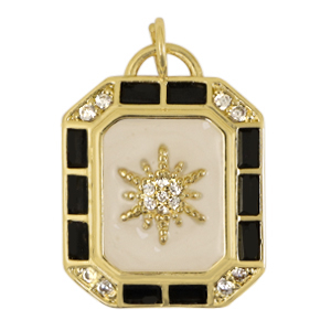 Brass TQ metaal bedels ster Black crystal-gold