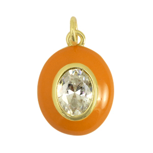 Brass TQ metaal bedels ovaal zirkonia Orange-gold