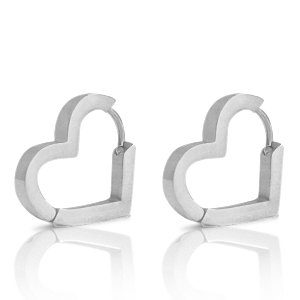 Roestvrij stalen (RVS) Stainless steel oorbellen heart Zilver