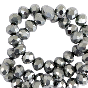 Top Facet kralen 6x4 mm disc Silver-pearl shine coating