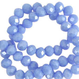 Top Facet kralen 6x4 mm disc Sky blue-pearl shine coating