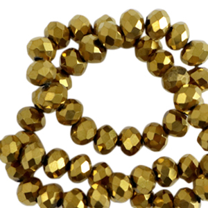 Top Facet kralen 6x4 mm disc Gold metallic-pearl shine coating