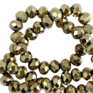 Top Facet kralen 6x4 mm disc Antique gold metallic-pearl shine coating