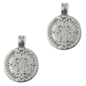 Bedels DQ metaal disc Maya's 16mm Antiek zilver (nikkelvrij)