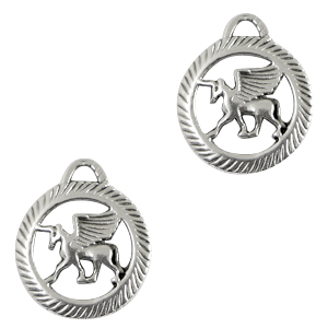 Bedels DQ metaal pegasus Antiek zilver (nikkelvrij)