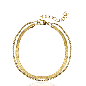 Roestvrij stalen (RVS) Stainless steel armbanden 2 layer snake Goud