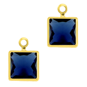 Hangers van crystal glas square Royal blue-gold