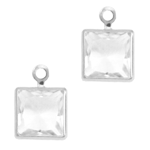 Hangers van crystal glas square Crystal-silver