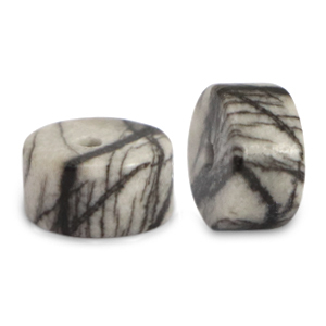 Natuursteen kralen calciet disc 6x3mm Black anthracite