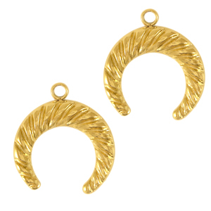 Roestvrij stalen (RVS) Stainless steel bedels maan Goud