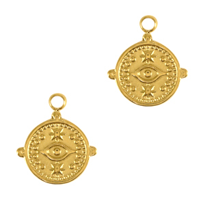 Roestvrij stalen (RVS) Stainless steel bedels alziend oog Goud