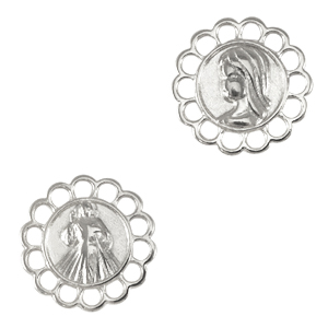 Bedels DQ metaal tussenstuk Jezus en Maria Antiek zilver (nikkelvrij)