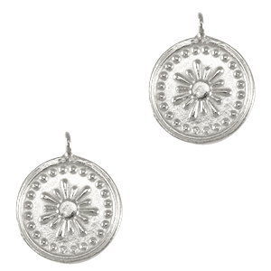 Bedels DQ metaal bloem Antiek zilver (nikkelvrij)