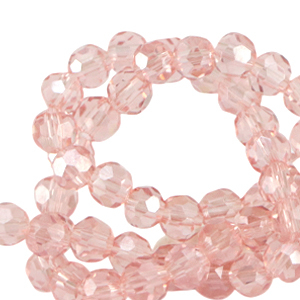 Top Facet kralen rond 4mm Smashing pink-pearl shine coating