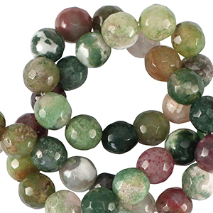 Natuursteen kralen chalcedoon (jaspis) 8mm facet geslepen Multicolour green