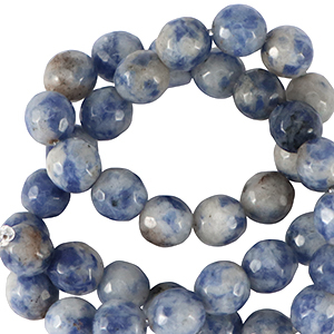 Natuursteen kralen sodaliet en microklien 4mm facet geslepen Dark blue-white