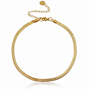 Roestvrij stalen (RVS) Stainless steel enkelbandjes schakel snake Goud