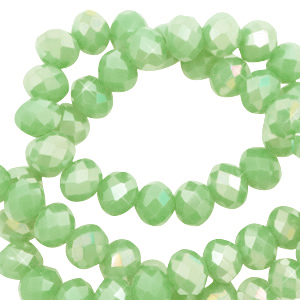 Top Facet kralen 4x3mm disc Pastel green-AB coating