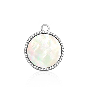 Roestvrij stalen (RVS) Stainless steel bedels schelp 8mm Silver-white (natuurlijke kleur)