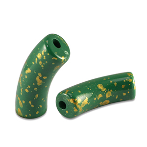Acryl kralen tube shiny Dark green-gold