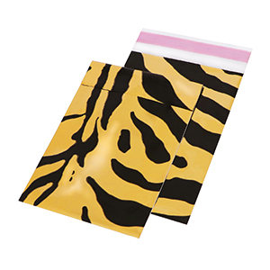 Cadeauzak met plakstrook zebra Gold-black