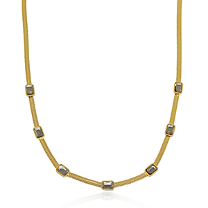 Roestvrij stalen (RVS) Stainless steel snake kettingen crystal Gold-black