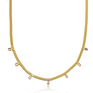 Roestvrij stalen (RVS) Stainless steel snake kettingen crystal Gold-pink