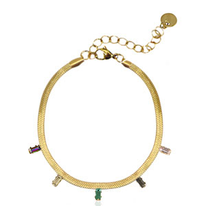 Roestvrij stalen (RVS) Stainless steel snake armbanden crystal Gold-multicolour