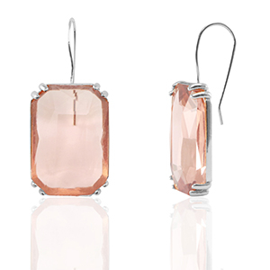 Oorbellen / oorstekers van Crystal Glass rechthoek Peach-silver