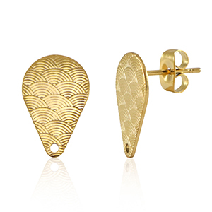 Roestvrij stalen (RVS) Stainless steel onderdelen oorbellen / oorstekers druppel met oogje Gold