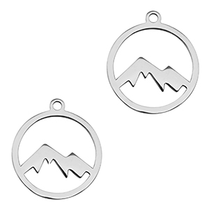 Roestvrij stalen (RVS) Stainless steel bedels mountain Silver