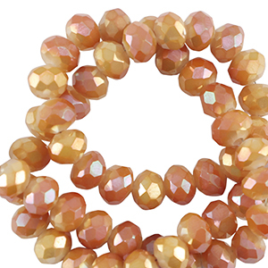 Top Facet kralen 6x4mm disc Shiny orange-pearl shine coating