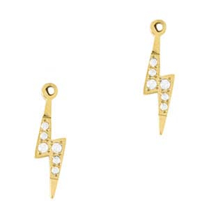 Roestvrij stalen (RVS) Stainless steel bedels bliksem Gold