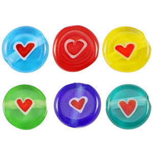 Millefiori kralen disc hart 8mm Multicolour