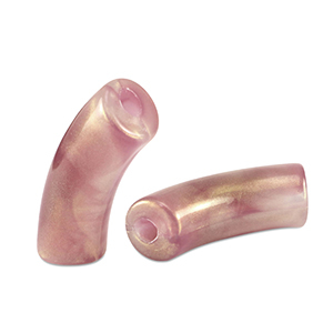 Acryl tube kralen shiny Golden vintage pink