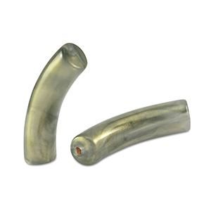 Acryl tube kralen shiny Golden ash green