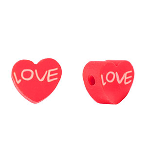Polymeer kralen hart "love" Red