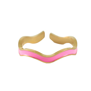 Roestvrij stalen (RVS) Stainless steel ringen Gold-neon pink