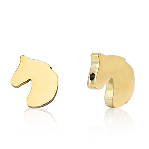 Roestvrij stalen (RVS) Stainless steel kralen paard Gold