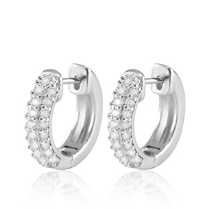 Brass TQ metaal oorbellen creolen zirkonia Silver