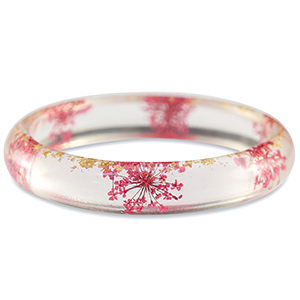 Trendy armbanden met gedroogde bloemetjes Rhubarb red-gold