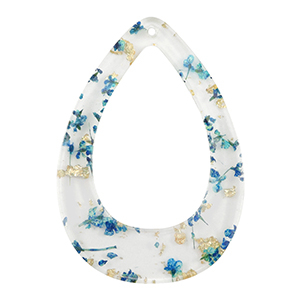 Resin hangers met gedroogde bloemetjes druppel Blue-gold