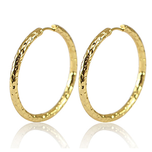 Roestvrij stalen (RVS) Stainless steel oorbellen creolen 35mm Gold